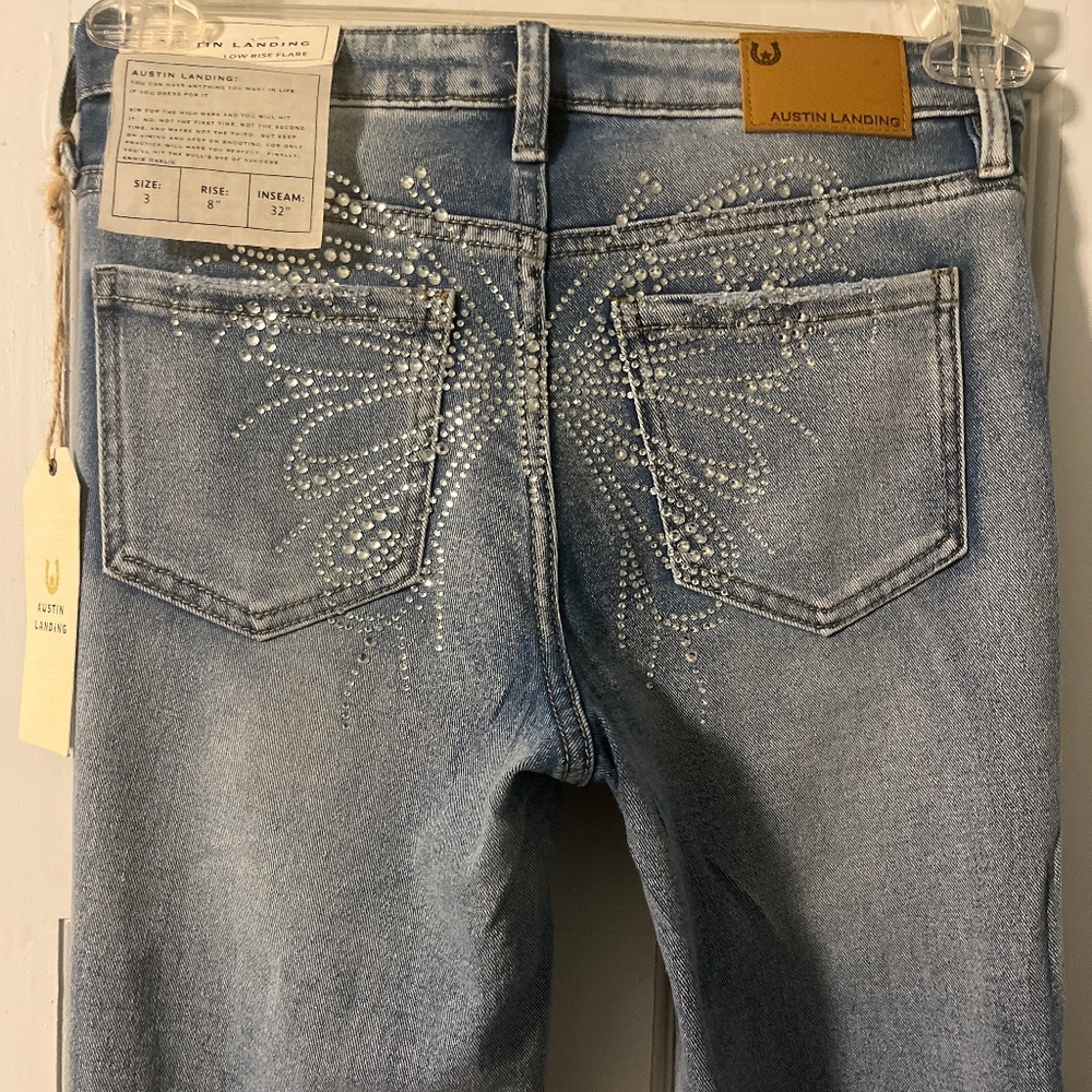 Austin Landing rhinestone butterfly flare jeans